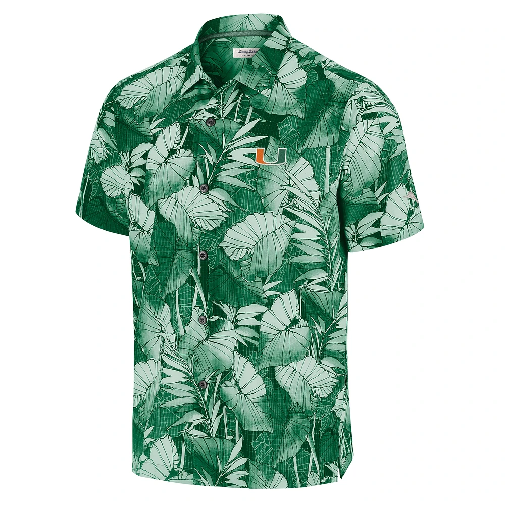 Men's Tommy Bahama Green Miami Hurricanes Big & Tall Coast Nuevo Fronds IslandZone Button-Up Shirt
