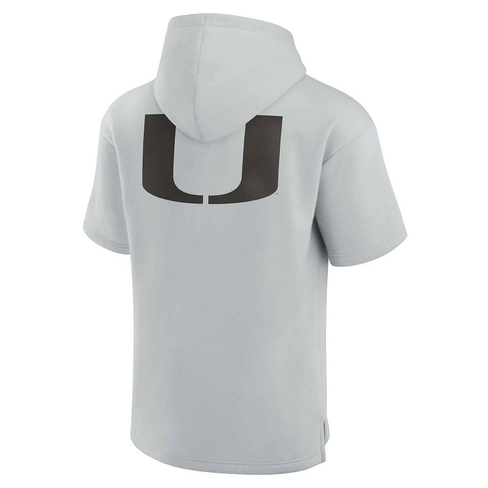 Unisex Fanatics Gray Miami Hurricanes Elements Super Soft Fleece Short Sleeve Pullover Hoodie