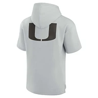 Unisex Fanatics Gray Miami Hurricanes Elements Super Soft Fleece Short Sleeve Pullover Hoodie