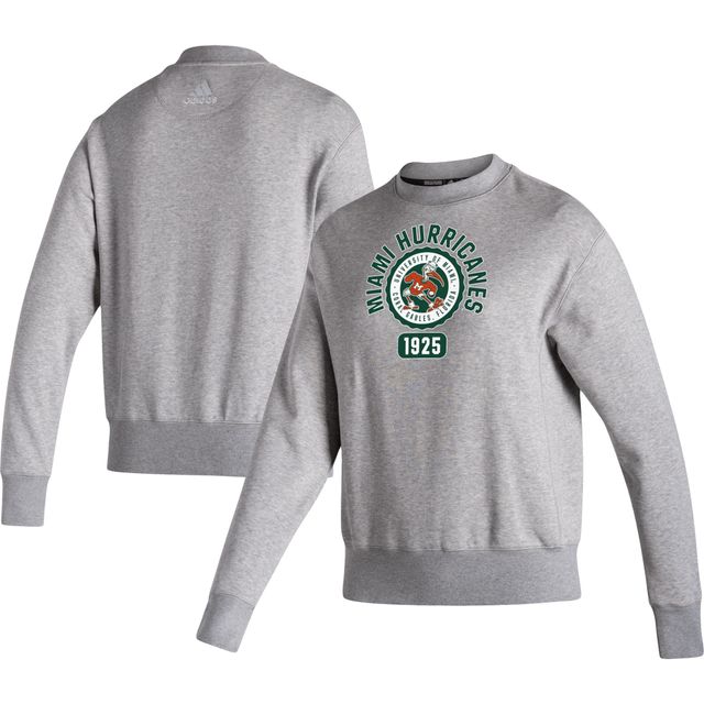 Sweat-shirt à enfiler Vintage Circle Miami Hurricanes adidas pour femme, gris chiné