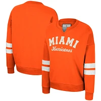 Women's Colosseum Orange Miami Hurricanes Perfect Date Notch Neck Pullover Sweatshirt