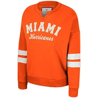 Women's Colosseum Orange Miami Hurricanes Perfect Date Notch Neck Pullover Sweatshirt