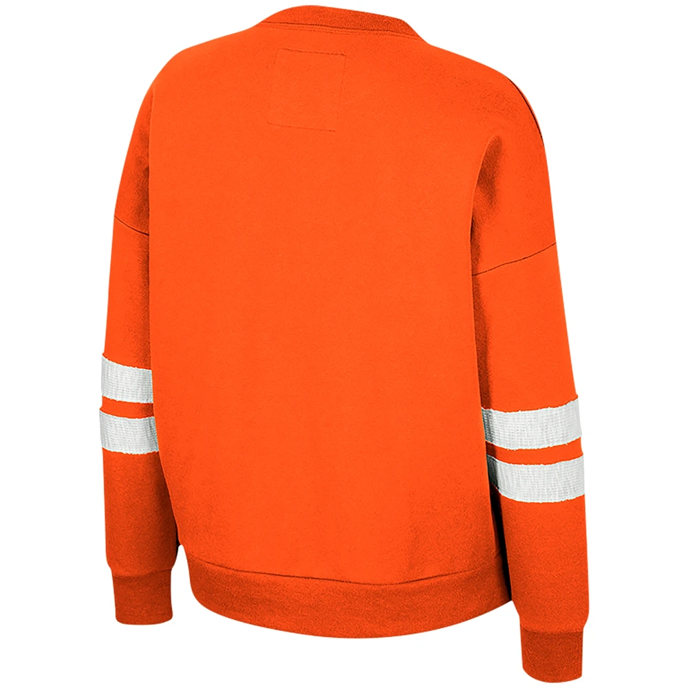 Women's Colosseum Orange Miami Hurricanes Perfect Date Notch Neck Pullover Sweatshirt