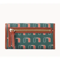 Pochette continentale couleur équipe Dooney & Bourke Miami Hurricanes pour femmes
