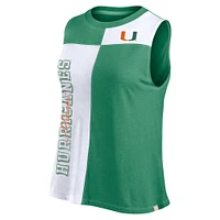 Women's Fanatics Green/White Miami Hurricanes Colorblock High Neck Tank Top