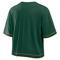 Women's Fanatics Green Miami Hurricanes Home Team Bold Fashion Modest V-Neck Cropped T-Shirt