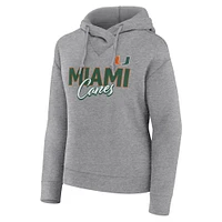 Women's Fanatics Heather Gray Miami Hurricanes Script Favorite Pullover Hoodie