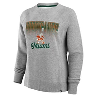 Women's Fanatics Heather Gray Miami Hurricanes Training Camp Hit Hard Fleece Pullover Sweatshirt