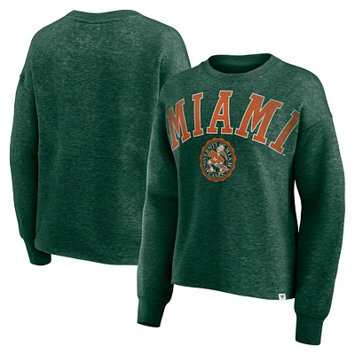 Women's Fanatics Heather Green Miami Hurricanes Heritage Oversized Tradition Fleece Sweatshirt