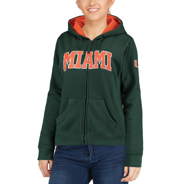 Sweat à capuche vert avec nom arqué Miami Hurricanes pour femme
