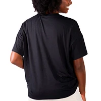 Women's Lusso  Black Miami Hurricanes Floral Crop Top