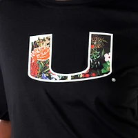 Women's Lusso  Black Miami Hurricanes Floral Crop Top