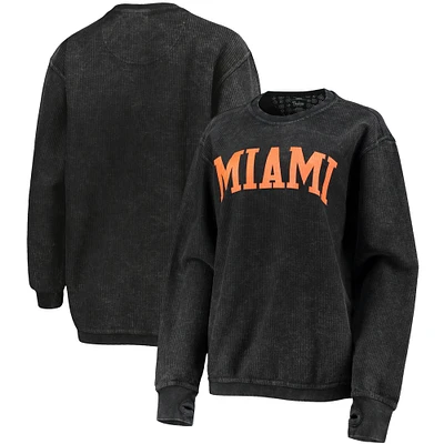 Sweat-shirt Pressbox Miami Hurricanes Comfy Cord Vintage Wash Basic Arch pour femme, noir