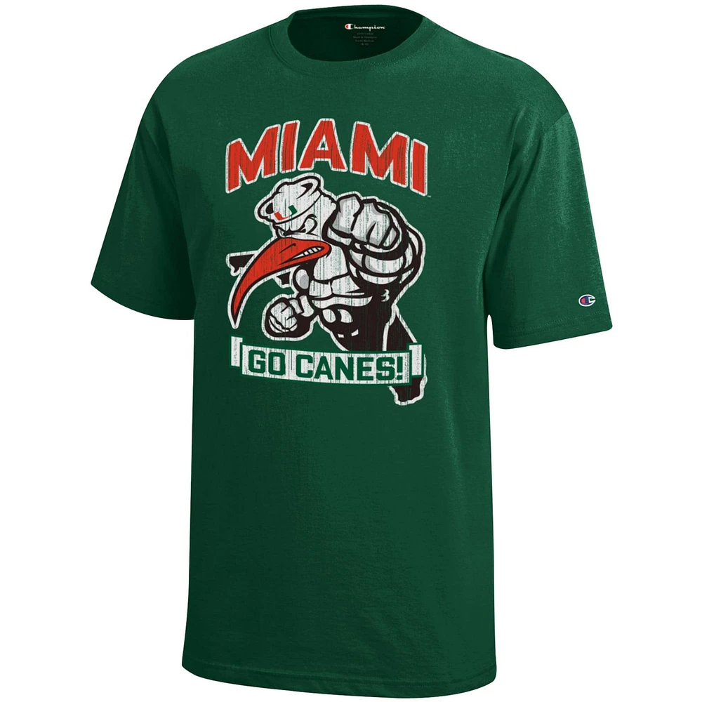 T-shirt vert Miami Hurricanes Strong Mascot pour jeunes
