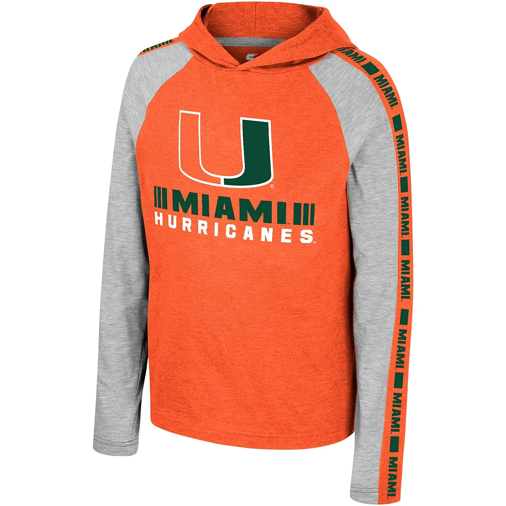 Youth Colosseum Orange Miami Hurricanes Ned Raglan Long Sleeve Hooded T-Shirt