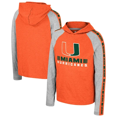 T-shirt à capuche manches longues Ned Raglan des Miami Hurricanes du Colisée orange pour jeunes