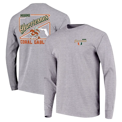 T-shirt gris à manches longues avec script rétro des Miami Hurricanes pour jeunes