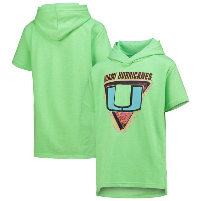 T-shirt vert à capuchon Miami Hurricanes Game On Neon Daze pour jeune