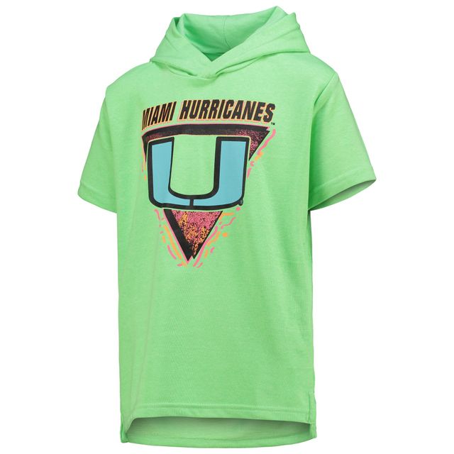 T-shirt vert à capuchon Miami Hurricanes Game On Neon Daze pour jeune
