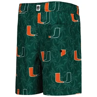 Youth Wes & Willy  Green Miami Hurricanes Palm Tree Swim Shorts