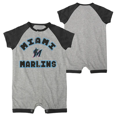 Barboteuse à boutons-pression Raglan Extra Base Hit gris chiné pour béb