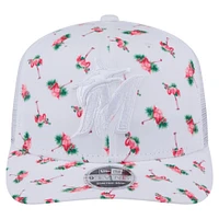 Men's New Era  White Miami Marlins Flamingo Mesh Back 9SEVENTY Stretch-Snap Hat