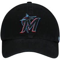 Men's '47 Black Miami Marlins Clean Up Adjustable Hat