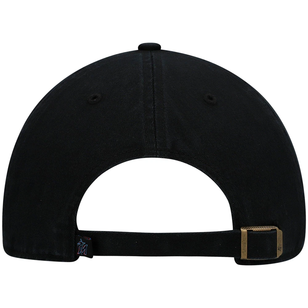 Men's '47 Black Miami Marlins Clean Up Adjustable Hat