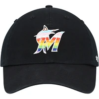 Men's '47  Black Miami Marlins Team Pride Clean Up Adjustable Hat