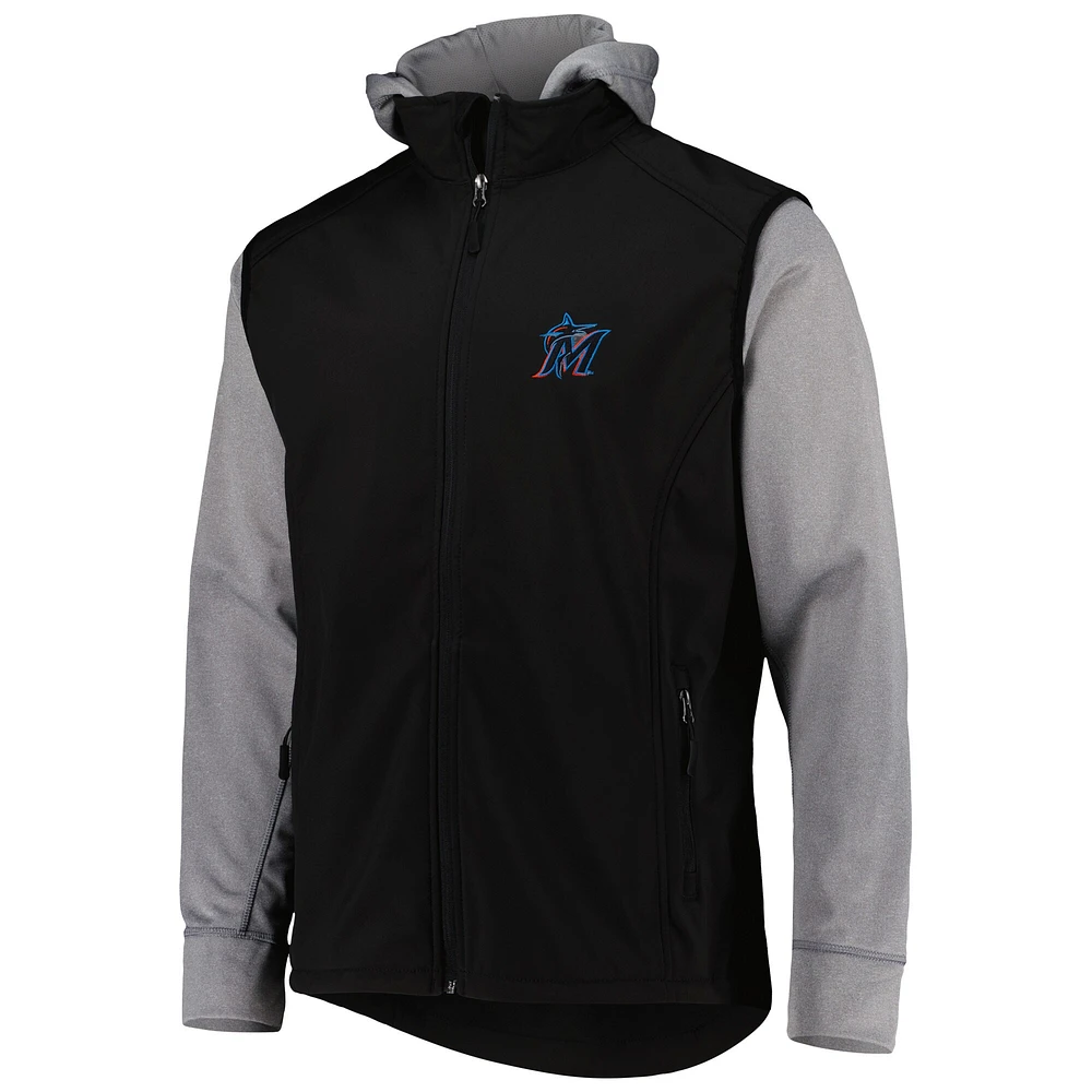 Men's Dunbrooke Black/Heather Gray Miami Marlins Alpha Full-Zip Jacket