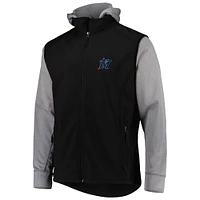 Men's Dunbrooke Black/Heather Gray Miami Marlins Alpha Full-Zip Jacket