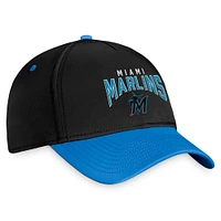 Men's Fanatics Black/Blue Miami Marlins Stacked Logo Flex Hat