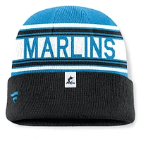 Men's Fanatics Black Miami Marlins Fundamental Team Stripe Cuffed Knit Hat