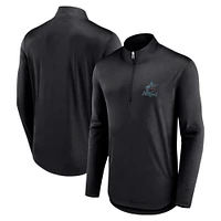 Men's Fanatics Black Miami Marlins Quarterback Quarter-Zip Top