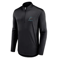 Men's Fanatics Black Miami Marlins Quarterback Quarter-Zip Top