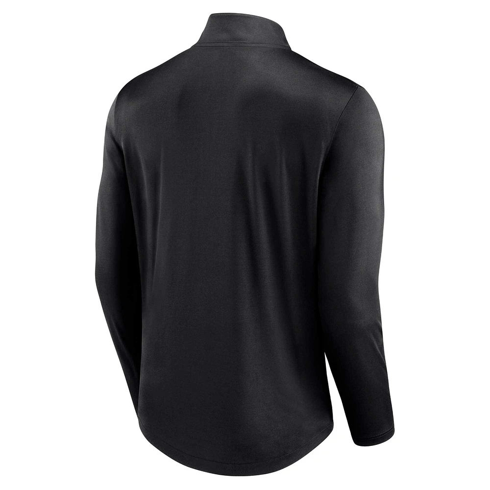 Men's Fanatics Black Miami Marlins Quarterback Quarter-Zip Top