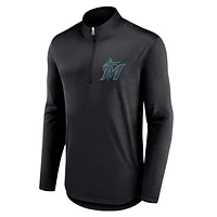 Men's Fanatics Black Miami Marlins Tough Minded Lightweight Quarter-Zip Pullover