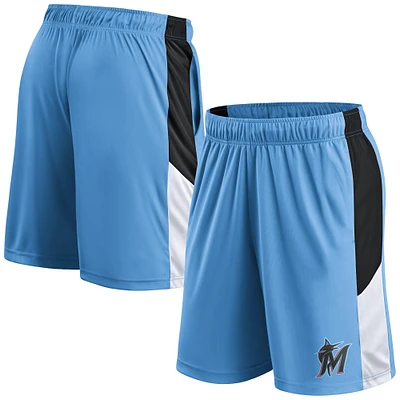 Short Fanatics bleu pour homme avec logo principal des Miami Marlins