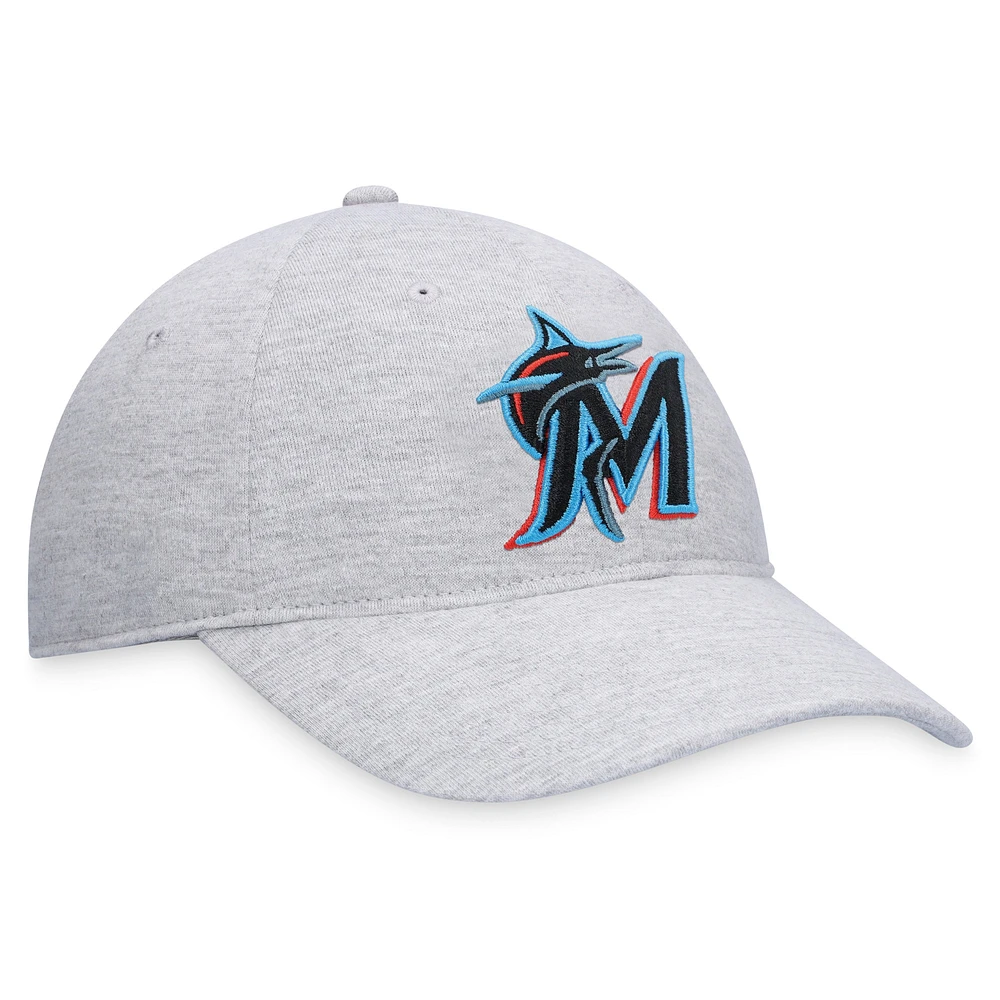 Men's Fanatics Heather Gray Miami Marlins Logo Adjustable Hat