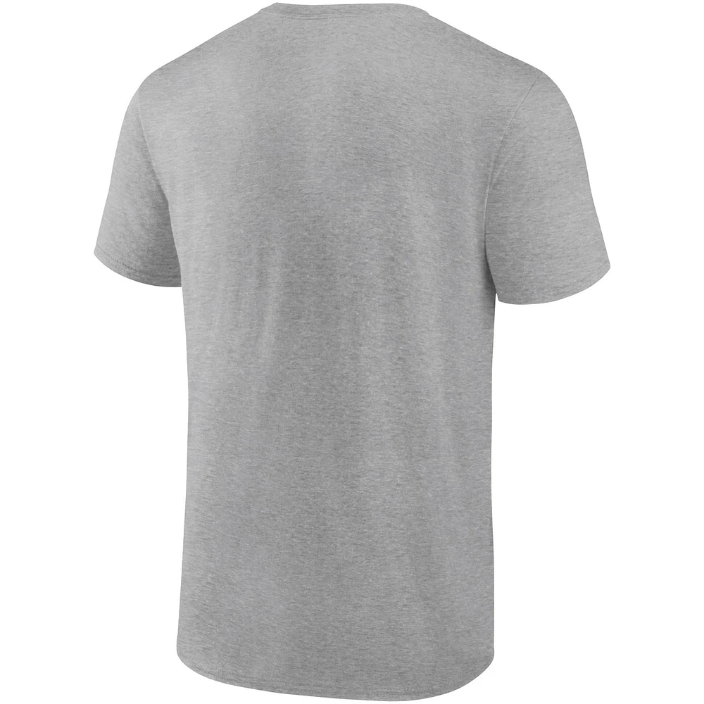 Men's Fanatics Heathered Gray Miami Marlins Iconic Go for Two T-Shirt