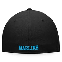 Men's Fanatics White/Black Miami Marlins Iconic Color Blocked Fitted Hat