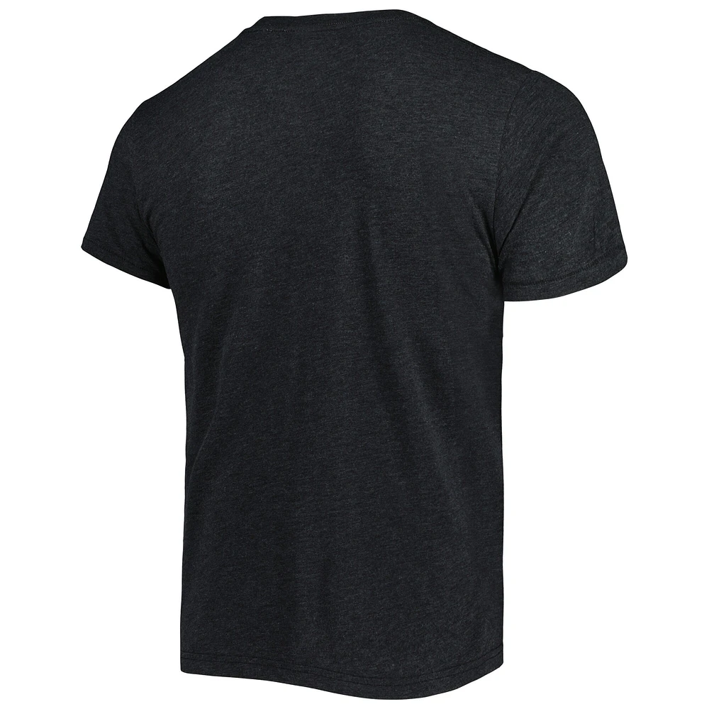 Men's Homage Charcoal Miami Marlins Hand-Drawn Logo Tri-Blend T-Shirt