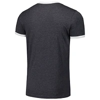 Men's Majestic Threads Black Florida Marlins Ringer Tri-Blend T-Shirt