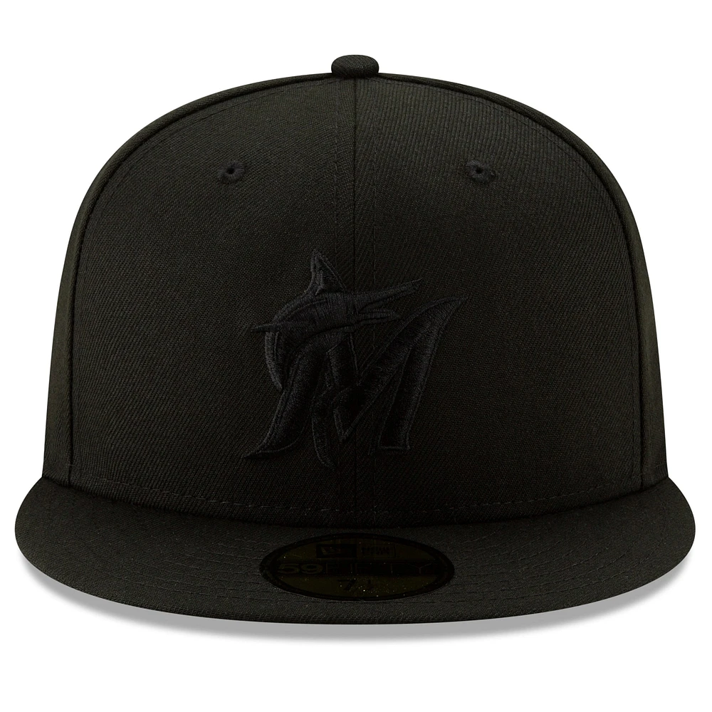 Men's New Era Black Miami Marlins 2019 Black-on-Black 59FIFTY Fitted Hat