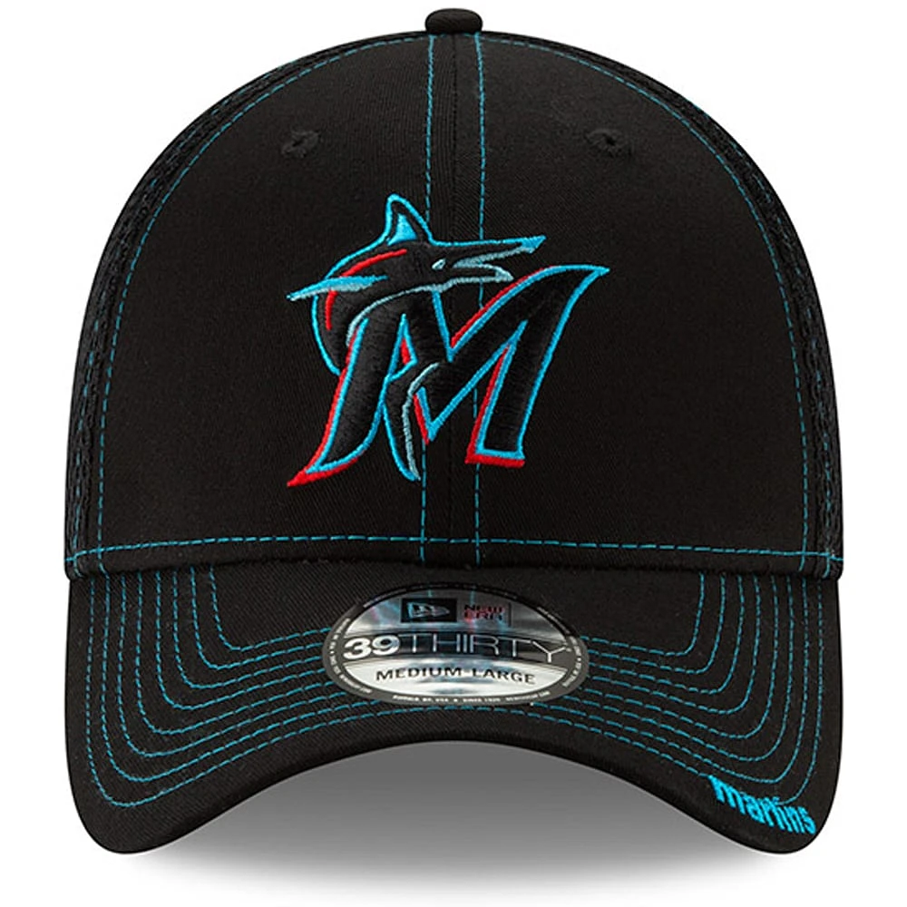 Men's New Era Black Miami Marlins 2019 NEO 9THIRTY Flex Hat