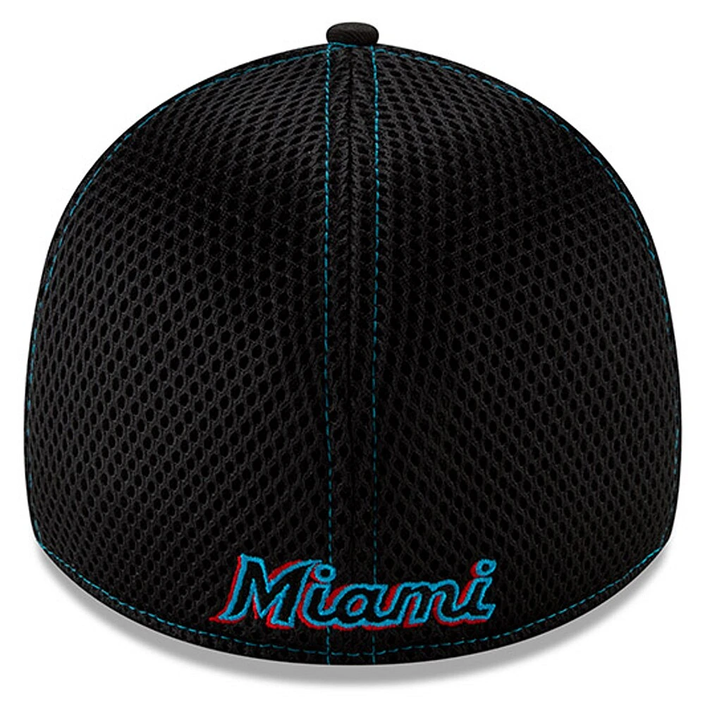 Men's New Era Black Miami Marlins 2019 NEO 9THIRTY Flex Hat