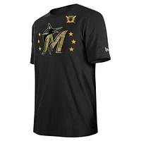 Men's New Era Black Miami Marlins 2024 Armed Forces Day T-Shirt
