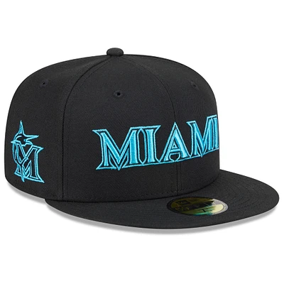 Casquette ajustée 59FIFTY City Connect 2025 des Marlins de Miami New Era pour homme, noire