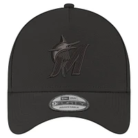 Men's New Era Black Miami Marlins A-Frame 9FORTY Adjustable Hat