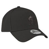 Men's New Era Black Miami Marlins A-Frame 9FORTY Adjustable Hat